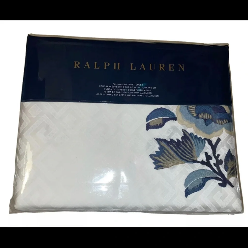 🎉HP🎉New! Ralph Lauren BlancBleu Fallon Floral SateenDuvet Queen+ 2 St Shams $615 - Picture 8 of 16